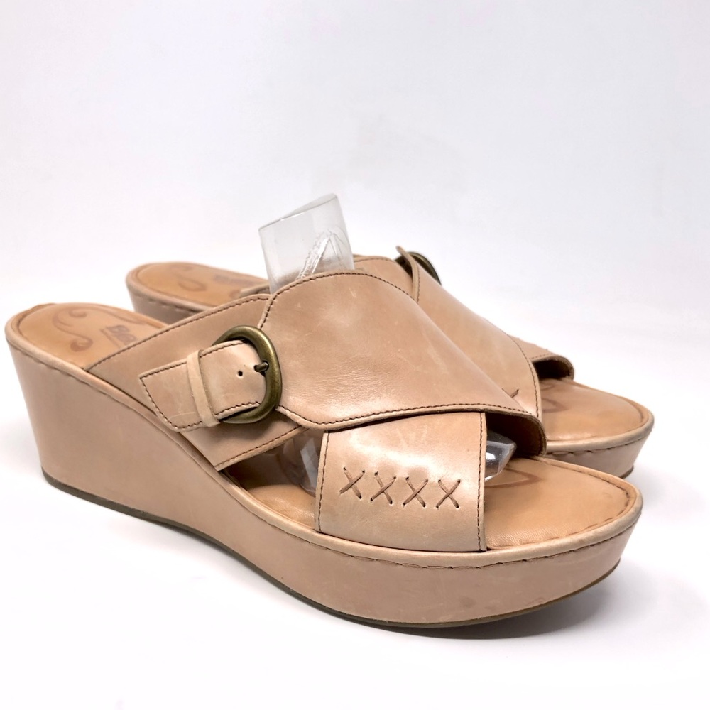 Born Women's Curstyn Tan Leather Wedge Sandals Size 12M